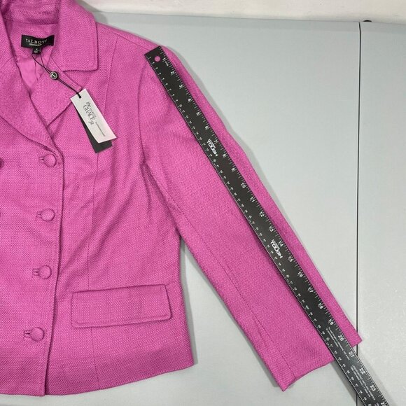 Talbots Double Breasted Blazer Jacket Coat Grace Fit Tweed Purple Womens 4 New - Picture 7 of 9